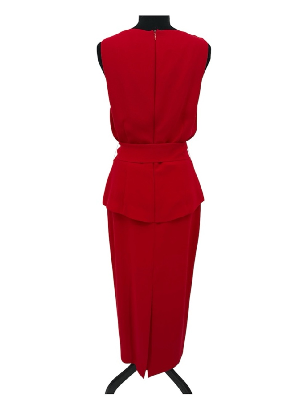 Vintage Red Sleeveless Dress with Peplum by YL by Yair Size 8 - Picture 2 of 9